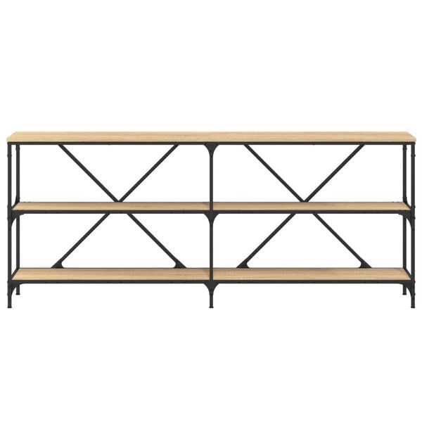 vidaXL sonoma tölgy színű szerelt fa és vas konzolasztal 180x30x75 cm