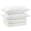 vidaXL Paplan &eacute;s p&aacute;rna szett 3 db 220x240 cm T&eacute;li 450 GSM Gyapj&uacute; Feh&eacute;r