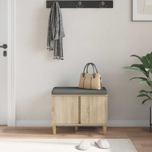 vidaXL Előt&eacute;r pad p&aacute;rn&aacute;val t&aacute;rol&oacute;val Sonoma t&ouml;lgy 60 x 38 x 46 cm