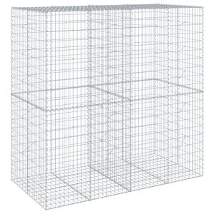 vidaXL horganyzott vas gabion kos&aacute;r fed&eacute;llel 200 x 100 x 200 cm