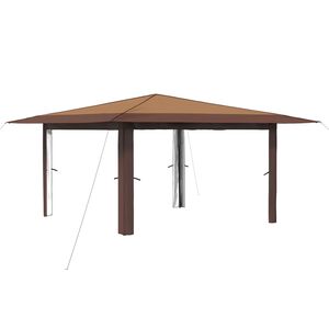vidaXL Pavilon Oldalfal N&eacute;lk&uuml;l 4 x 4 m Beige &eacute;s barna
