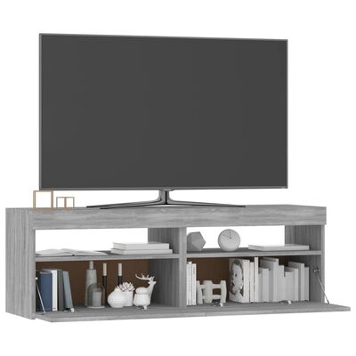 vidaXL szürke sonoma színű TV-szekrény LED-lámpákkal 120 x 35 x 40 cm