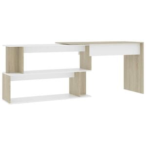 vidaXL feh&eacute;r-sonoma sz&iacute;nű szerelt fa sarokasztal 200 x 50 x 76 cm