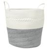 vidaXL sz&uuml;rke-feh&eacute;r pamut t&aacute;rol&oacute;kos&aacute;r &Oslash;43 x 38 cm