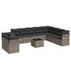 vidaXL 11 r&eacute;szes sz&uuml;rke polyrattan kerti &uuml;lőgarnit&uacute;ra p&aacute;rn&aacute;kkal