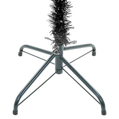 vidaXL fekete megvilágított vékony műkarácsonyfa gömb szettel 150 cm