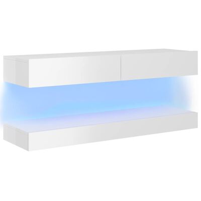 vidaXL magasfényű fehér TV-szekrény LED lámpákkal 120 x 35 cm