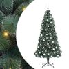 vidaXL Műfenyő LED vil&aacute;g&iacute;t&aacute;ssal &eacute;s g&ouml;mbszettel Z&ouml;ld 180 cm PET