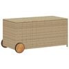 vidaXL vegyes b&eacute;zs polyrattan kerti t&aacute;rol&oacute;l&aacute;da kerekekkel 190 L