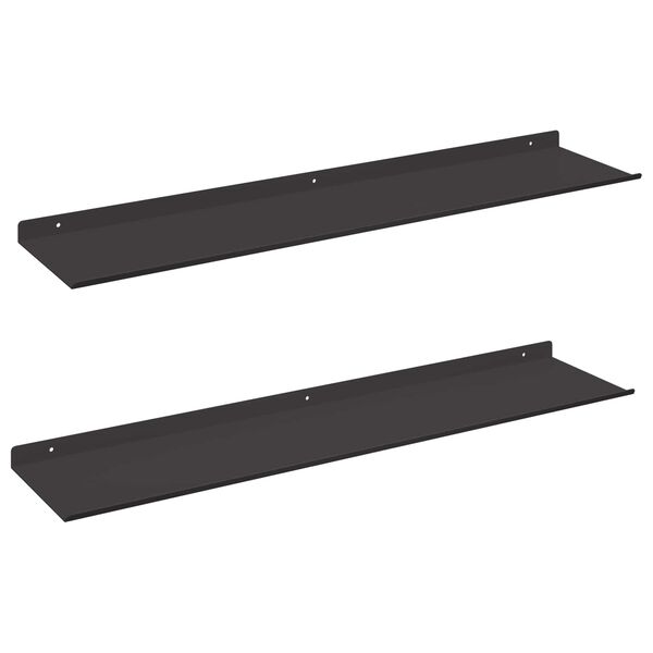 vidaXL Lebegő polc Falra szerelhető 2 pcs Fekete 80 x 18 x 2,5 cm Ac&eacute;l