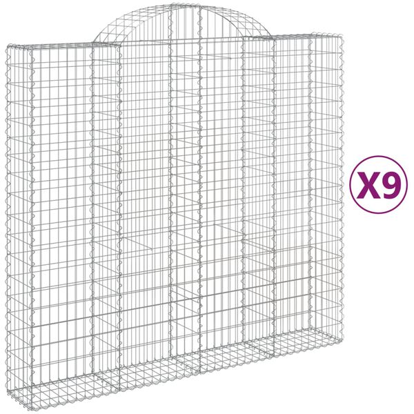 vidaXL 9 db íves horganyzott vas gabion kosár 200x50x180/200 cm