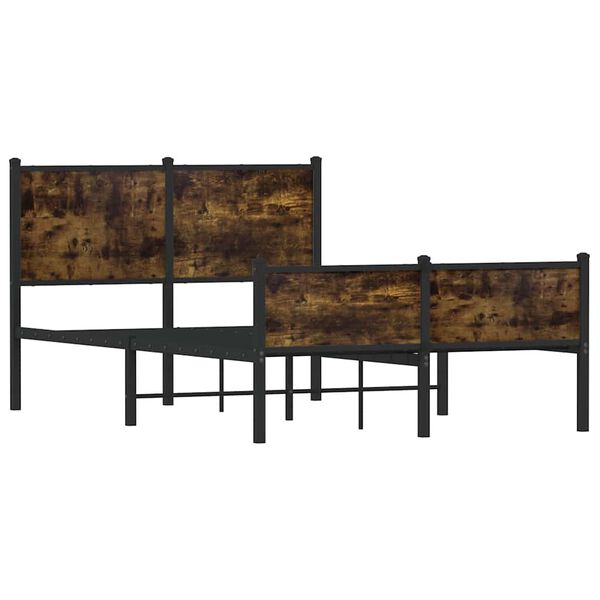vidaXL füstös tölgy színű fém ágykeret matrac nélkül 120 x 200 cm