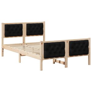 vidaXL &Aacute;gykeret fejt&aacute;ml&aacute;val Fekete 135 x 190 cm T&ouml;m&ouml;r fenyőfa