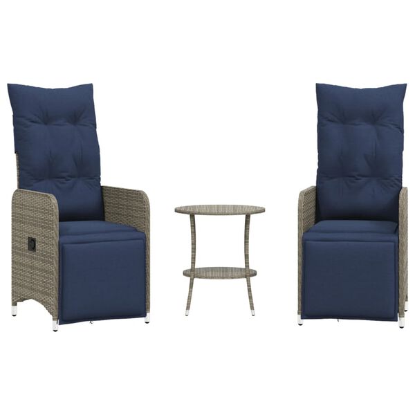 vidaXL 2 db sz&uuml;rke polyrattan d&ouml;nthető kerti sz&eacute;k asztallal