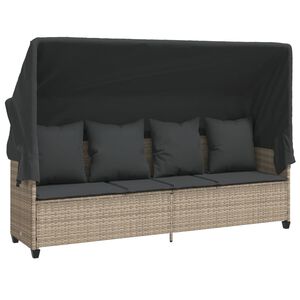 vidaXL vil&aacute;gossz&uuml;rke polyrattan napoz&oacute;&aacute;gy tetővel &eacute;s p&aacute;rn&aacute;val