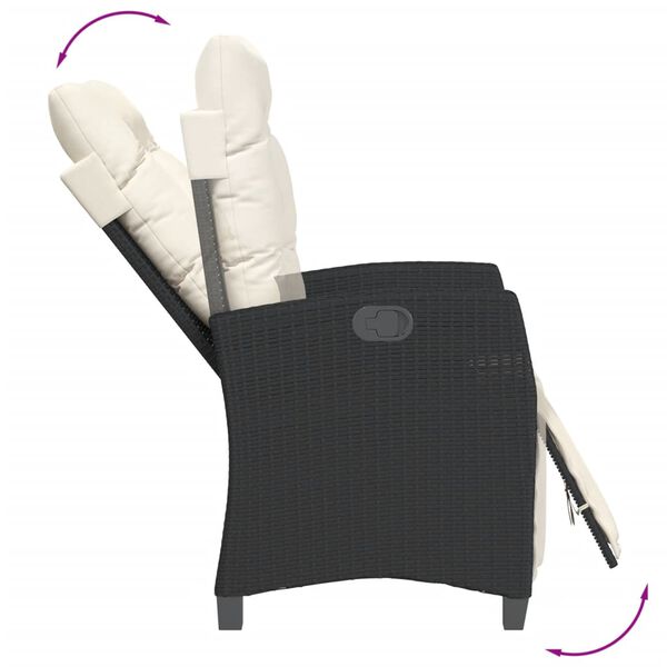 vidaXL 3 r&eacute;szes fekete polyrattan kerti &eacute;tkezőgarnit&uacute;ra p&aacute;rn&aacute;kkal