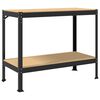 vidaXL Munkapad polcokkal Fekete 115 x 55 x 91 cm M&eacute;rn&ouml;ki fa &eacute;s f&eacute;m