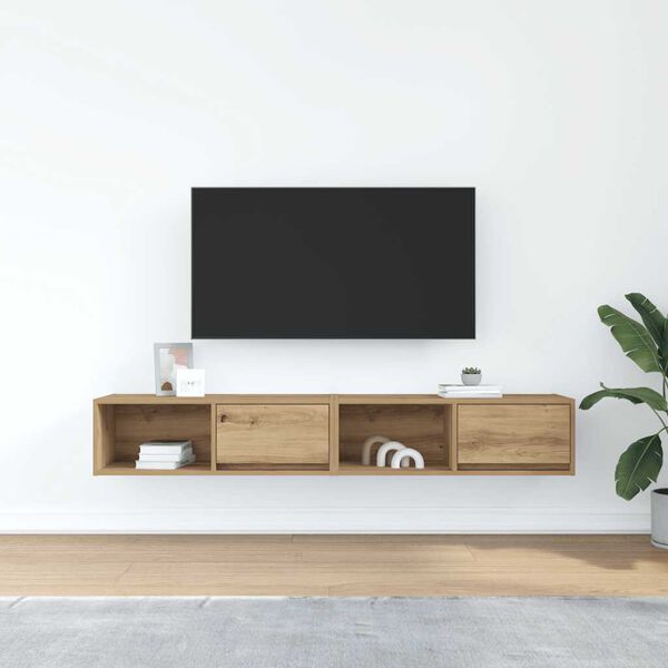 vidaXL 2 db kézműves tölgy színű szerelt fa TV-szekrény 80x31x25,5 cm