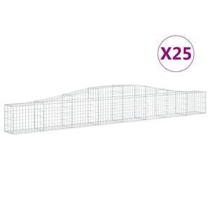 vidaXL 25 db &iacute;ves horganyzott vas gabion kos&aacute;r 400x30x40/60 cm