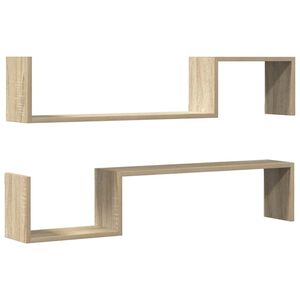 vidaXL 2 db sonoma t&ouml;lgy sz&iacute;nű szerelt fa fali polc 100 x 15 x 20 cm
