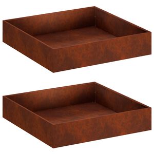 vidaXL Kerti cser&eacute;p 2 db Rozsd&aacute;s 80 x 80 x 20 cm Időj&aacute;r&aacute;s&aacute;ll&oacute; Ac&eacute;l
