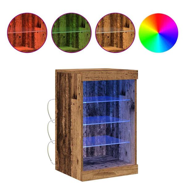 vidaXL Széf LED -es lámpákkal Régi fa 41 x 37 x 67 cm Faanyag