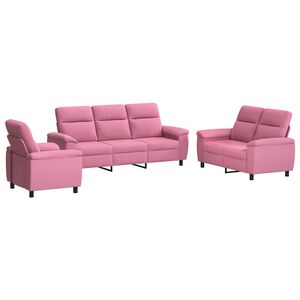 vidaXL Kanap&eacute; Szett 3 pcs R&oacute;zsasz&iacute;n Sz&ouml;vet