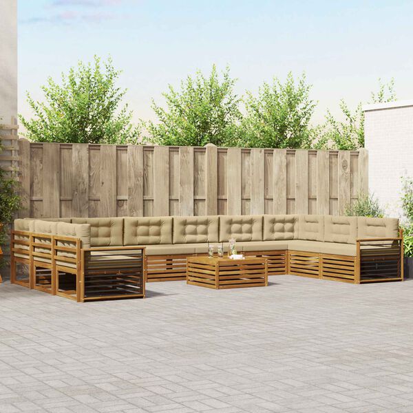 vidaXL &Uuml;lőgarnit&uacute;r&aacute;k p&aacute;rn&aacute;val 11 pcs Term&eacute;szetes &eacute;s b&eacute;zs T&ouml;m&ouml;r Ak&aacute;cfa