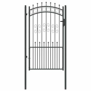 vidaXL fekete, porszórt acél kerítéskapu lándzsás tetejjel 103 x 175 cm