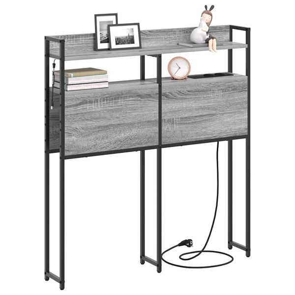 vidaXL T&aacute;rol&oacute; fejt&aacute;mla polcokkal t&aacute;rol&oacute;val Sz&uuml;rke sonoma 80 cm Faanyag