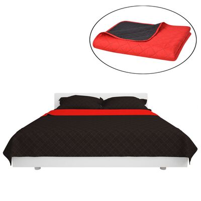 vidaXL 230x260 cm kétoldalas steppelt ágytakaró vörös és fekete