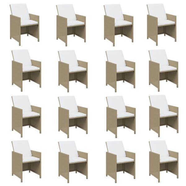 vidaXL 17 r&eacute;szes b&eacute;zs polyrattan kerti &eacute;tkezőgarnit&uacute;ra p&aacute;rn&aacute;kkal