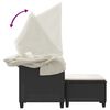 vidaXL 2 szem&eacute;lyes fekete polyrattan kerti kanap&eacute; baldachinnal/sz&eacute;kkel