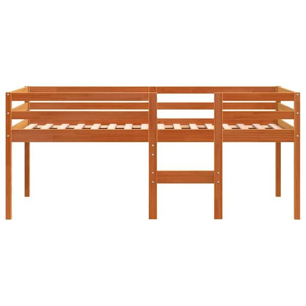 vidaXL viaszbarna t&ouml;m&ouml;r fenyőfa magas&iacute;tott &aacute;gy 75x190 cm