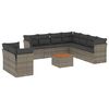 vidaXL 10 r&eacute;szes sz&uuml;rke polyrattan kerti &uuml;lőgarnit&uacute;ra p&aacute;rn&aacute;kkal