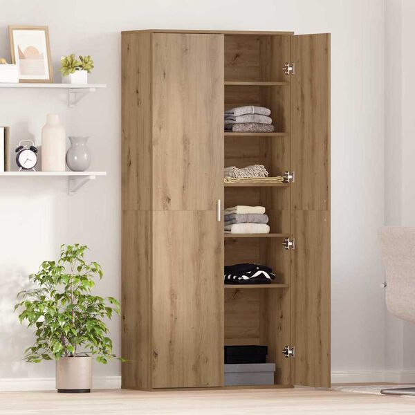 vidaXL Highboard k&eacute;zműves t&ouml;lgy 80 x 35 x 180 cm Faanyag