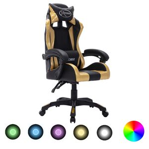 vidaXL aranysz&iacute;nű &eacute;s fekete műbőr versenysz&eacute;k RGB LED-vil&aacute;g&iacute;t&aacute;ssal