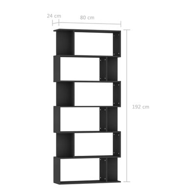 vidaXL fekete forgácslap könyvszekrény/térelválasztó 80 x 24 x 192 cm
