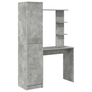 vidaXL Asztal polcokkal t&aacute;rol&oacute;val ajt&oacute;val 2 db Beton Sz&uuml;rke