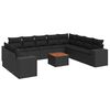 vidaXL 11 r&eacute;szes fekete polyrattan kerti &uuml;lőgarnit&uacute;ra p&aacute;rn&aacute;kkal