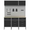 vidaXL Munkaszekr&eacute;ny K&eacute;szlet 8 pcs Fekete Porsz&oacute;rt Ac&eacute;l &eacute;s M&eacute;rn&ouml;ki Fa