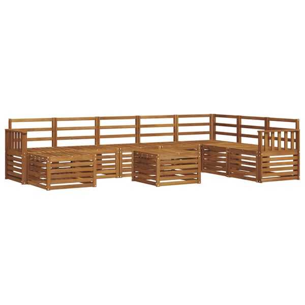 vidaXL Szegment&aacute;lt kanap&eacute; szett 9 pcs Term&eacute;szetes T&ouml;m&ouml;r Ak&aacute;cfa