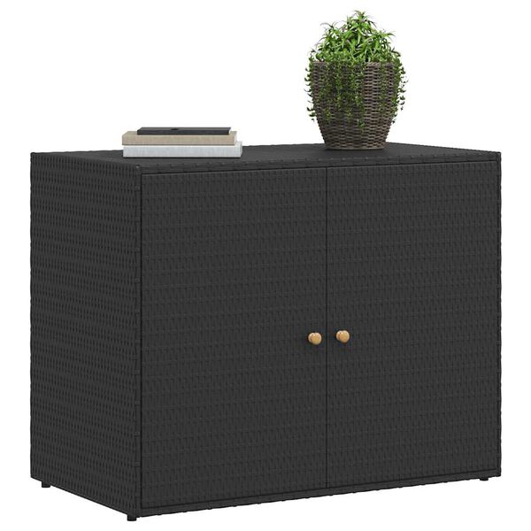 vidaXL fekete polyrattan kerti tárolószekrény 100 x 55,5 x 80 cm