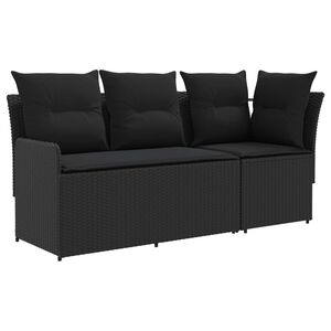 vidaXL 2 db Kerti karf&aacute;s kanap&eacute; sarokkanap&eacute;val PE Rattan Fekete