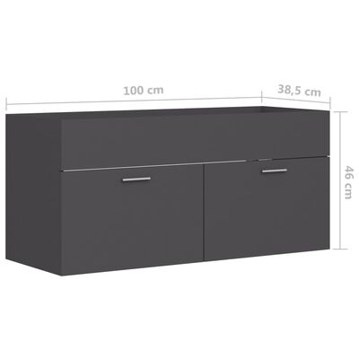 vidaXL szürke forgácslap mosdószekrény 100 x 38,5 x 46 cm