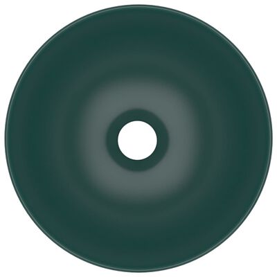 vidaXL kerek matt sötétzöld kerámia mosdókagyló