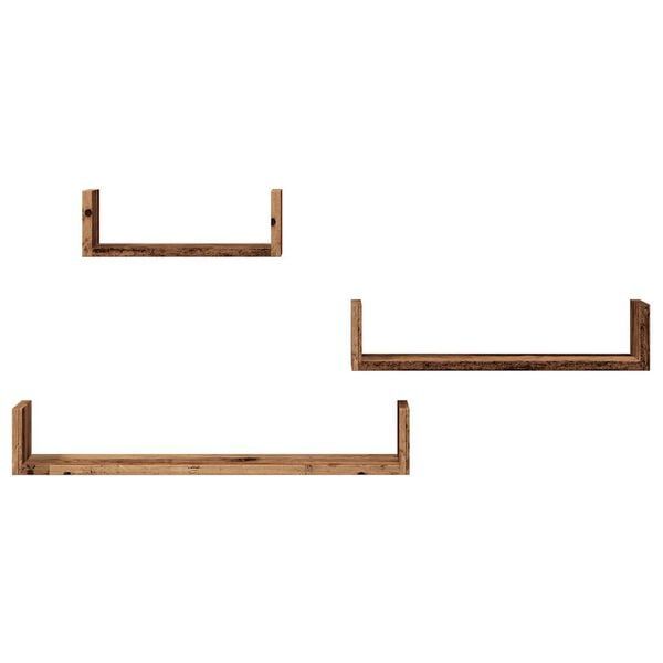 vidaXL 3 db antik fa színű szerelt fa fali polc