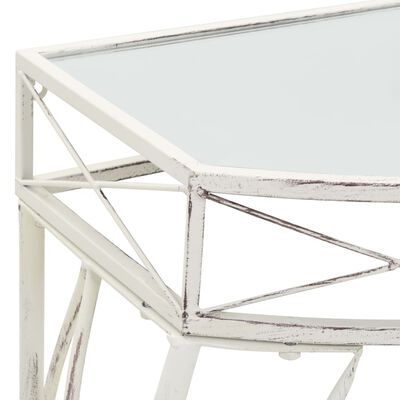 vidaXL francia stílusú fehér fém kisasztal 82 x 39 x 76 cm