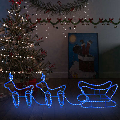 vidaXL rénszarvas és szán kültéri karácsonyi dekoráció 576 LED-del