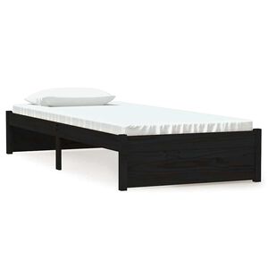 vidaXL Small Single fekete t&ouml;m&ouml;r fa &aacute;gykeret 75 x 190 cm